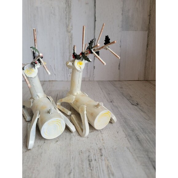 Vintage Birchwood reindeer Xmas home decor mistletoe folk art - Picture 7 of 10
